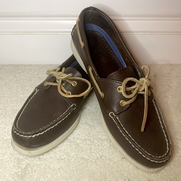 Vintage Sperry Topsiders boat shoes, dark brown, women’s size 9 1/2 medium. - Picture 1 of 7